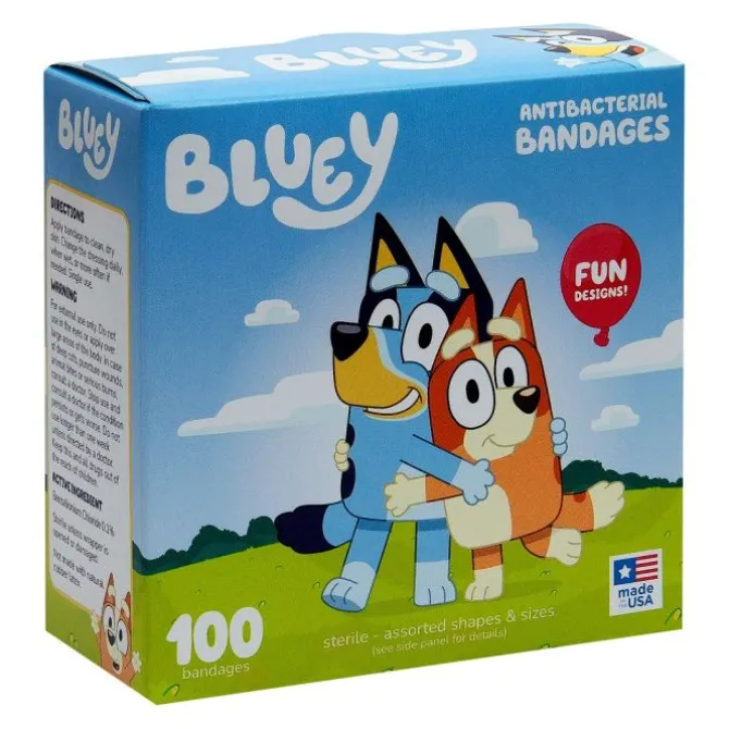 Bluey Antibacterial Bandages - 100 Count Box