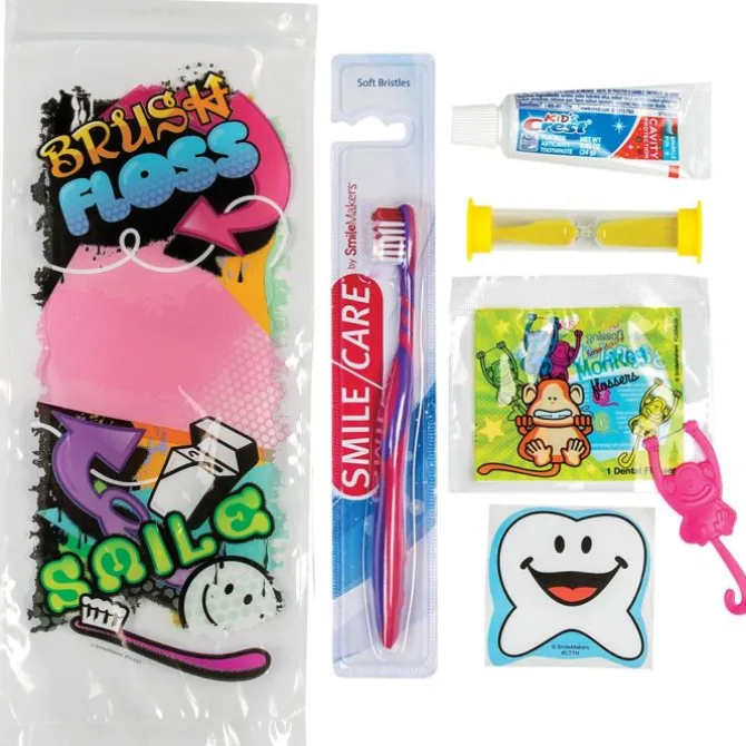 Custom SmileCare™ Youth Grafitti Premium Zippered Bag Dental Kits