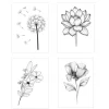 Floral Line Art Temporary Tattoos